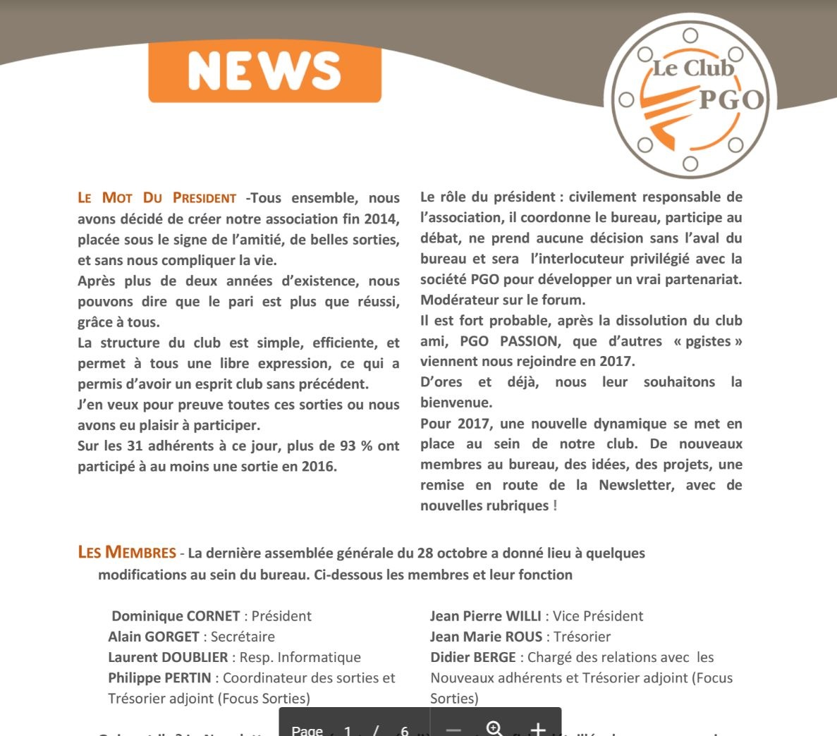 Newsletter de Décembre 2016